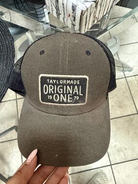TaylorMade Brown and Black Mesh Logo Patch Cap